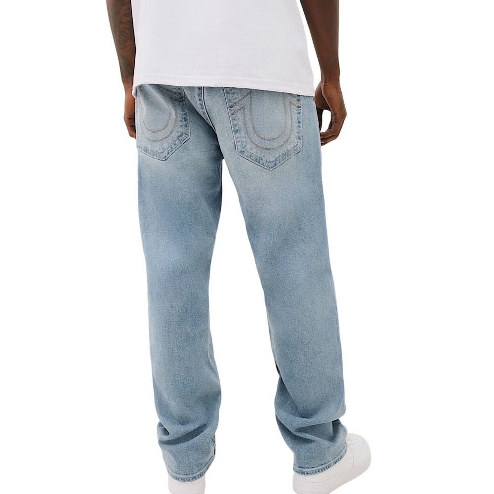 True Religion Mens Straight Leg Jeans Light Wash Blue W44 x L34 MNR859KB5 NWT